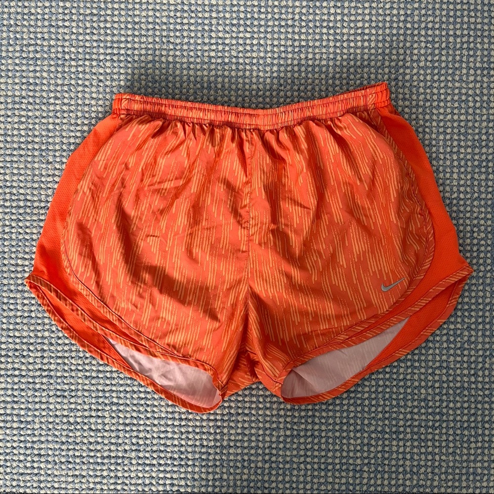 Nike Women’s Dri Fit Orange Printed Athletic Shorts